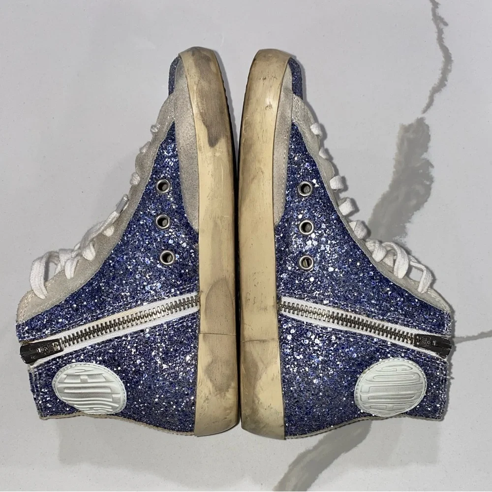 Golden Goose blue glitter Francy high-top sneakers - Picture 7 of 11